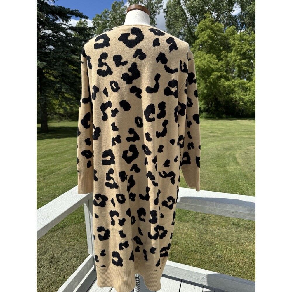NWT Jack + Avery Leopard Animal Print Caridgan Sweater Womens Large - Picture 5 of 7